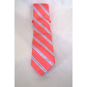 Collared Greens Necktie  Salmon Blue & White Stripes Preppy Dapper American Made